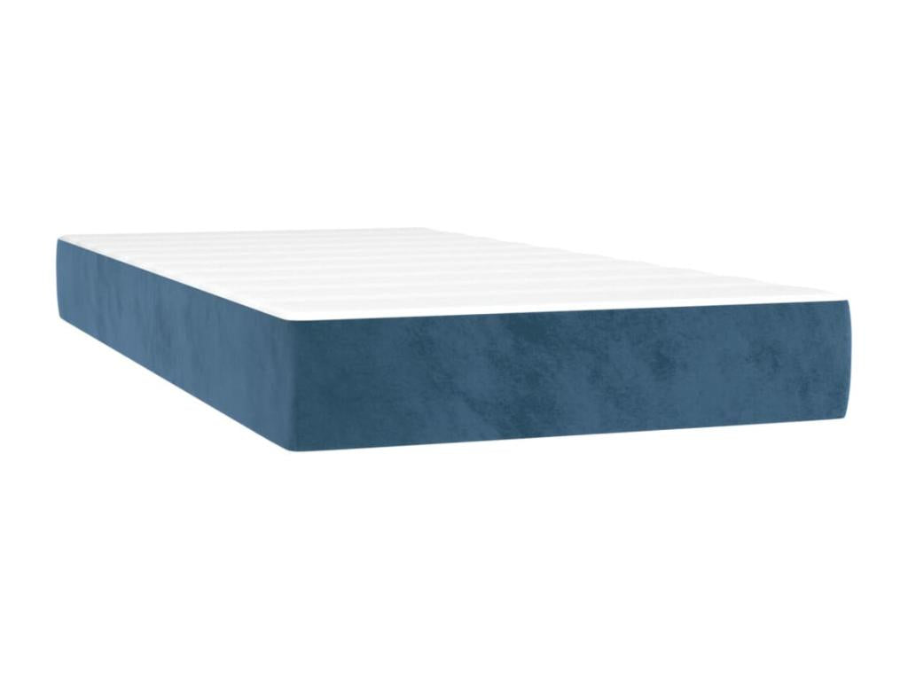 Upholstered bed base and mattress, dark blue, 200x200cm, velvet