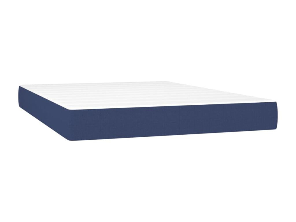 Upholstered bed base with mattress and blue LED lighting, 140x200 cm, fabric
