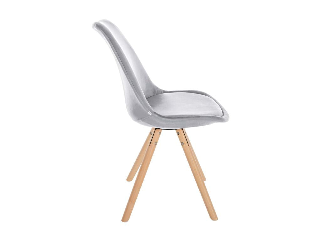 Dining chair - Velvet/Wood - Light Grey - Meubiana