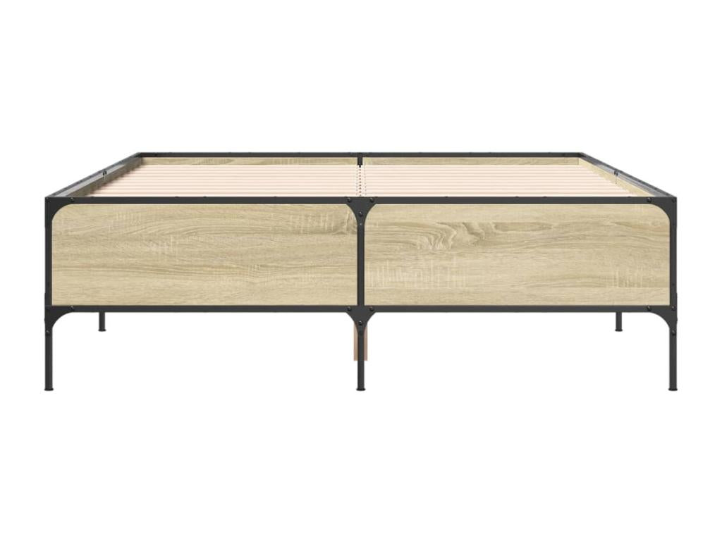 Meubiana oak bed frame 160x200 cm engineered wood and metal