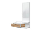 Hallway unit with mirror and drawer - Length 81 x Depth 29 x Height 116 cm