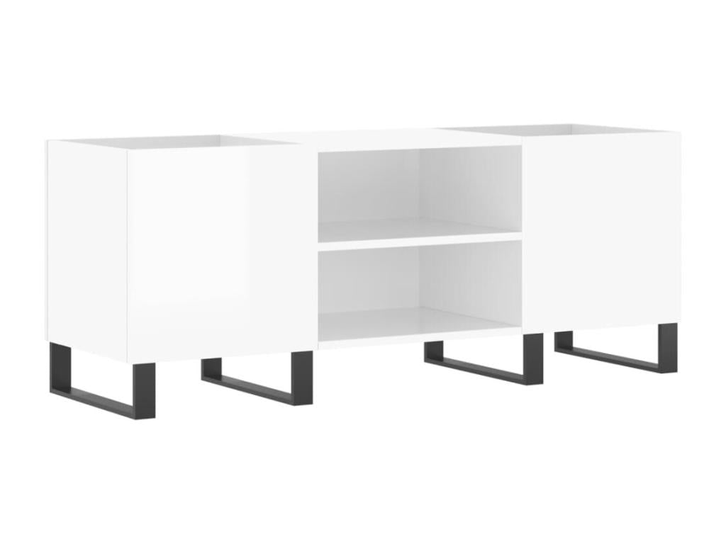 High-gloss white record cabinet, 121x38x48 cm, engineered wood