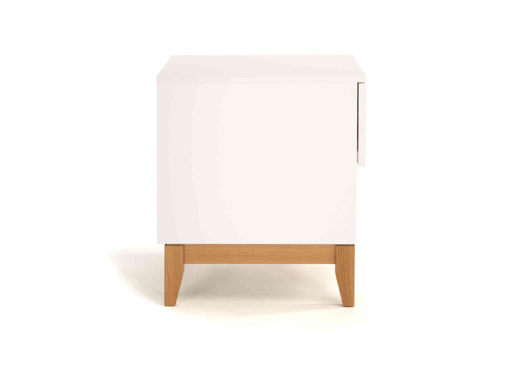 Bedside table with 1 drawer and 1 niche in solid white wood - CH0025