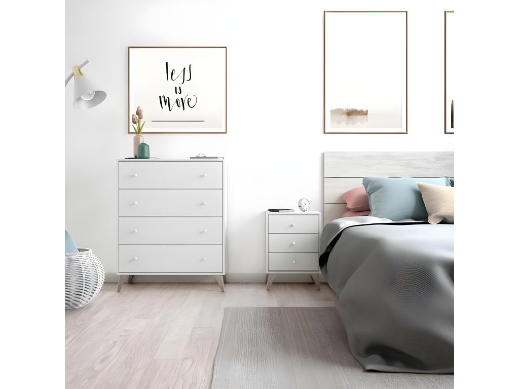 4-drawer chest, white - Meubiana - W 77.5 x D 40 x H 77.5 cm