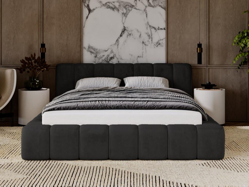 Upholstered Bed with Storage 160x200 cm Double Bed Meubiana Black Velvet