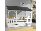 Meubiana - House Bed 90x200cm White and Black with Drawer