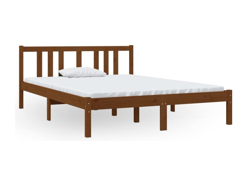 Honey Brown Solid Wood Bed Frame 135x190 cm Double