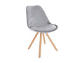 Dining chair - Velvet/Wood - Light Grey - Meubiana