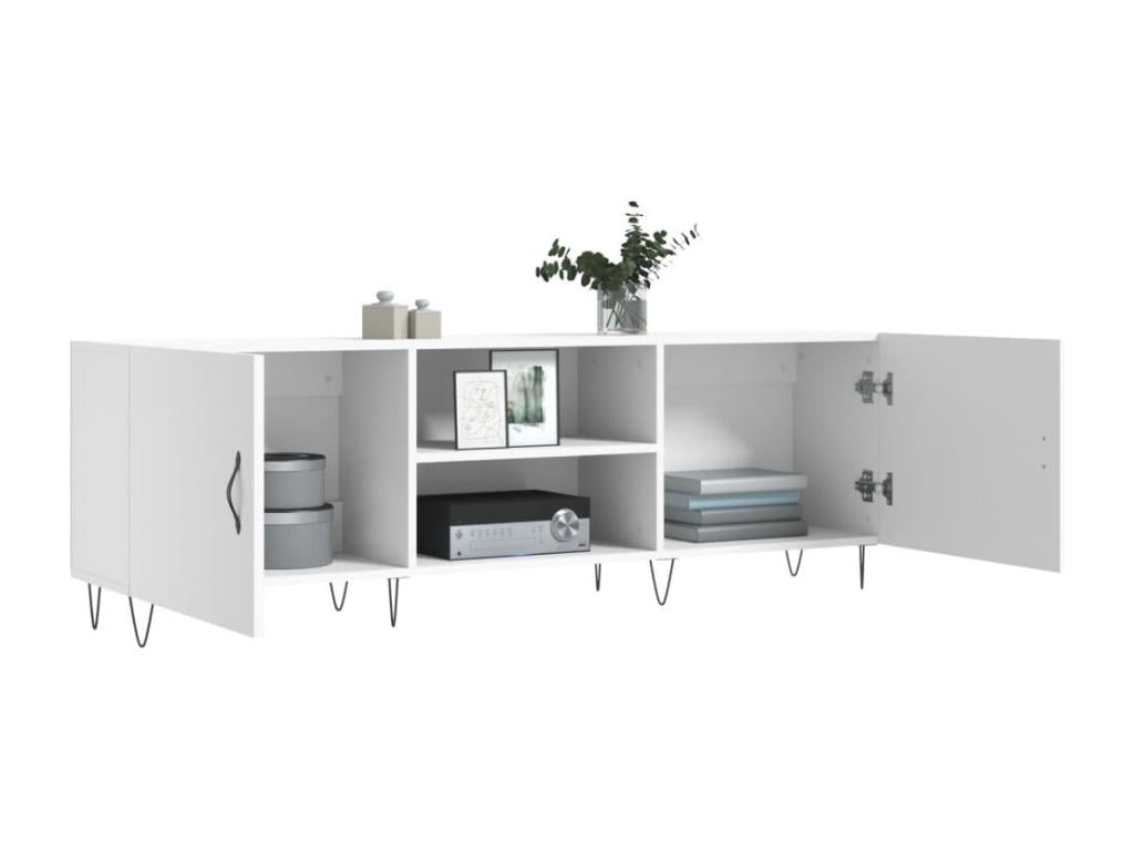 White TV stand 150x30x50 cm engineered wood