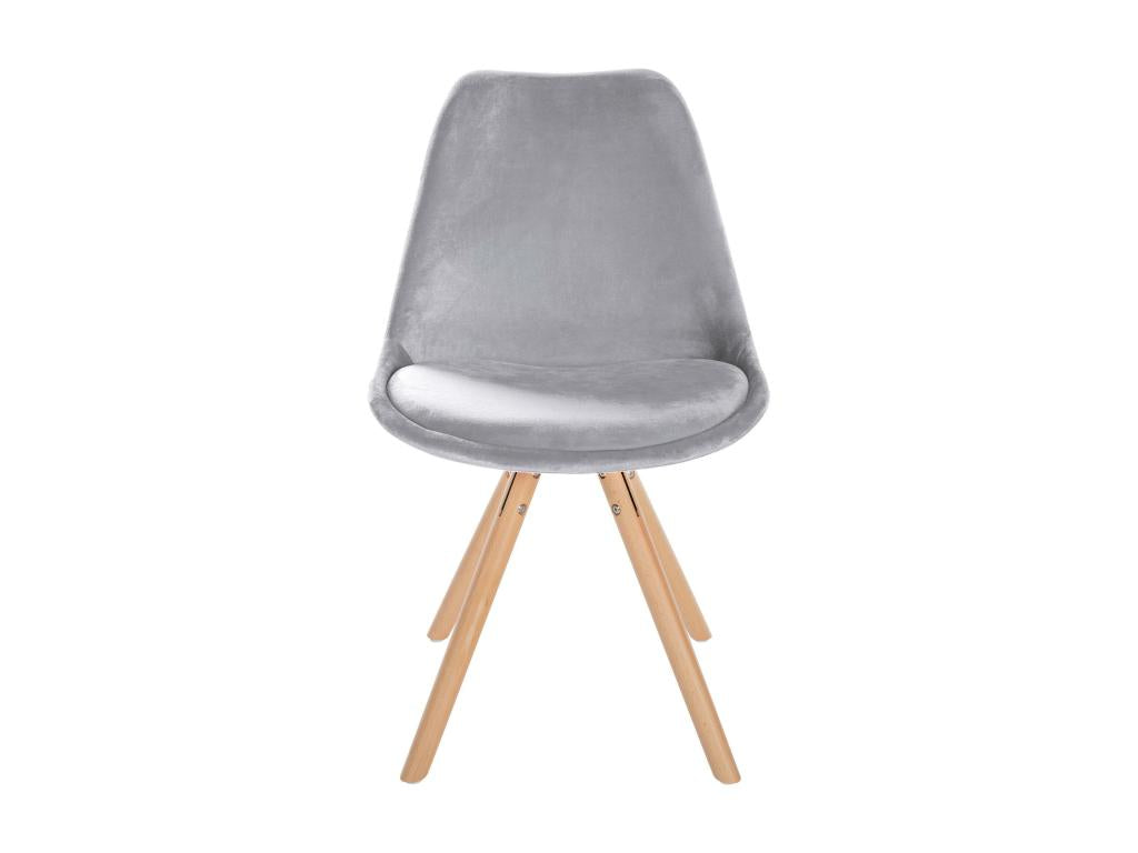 Dining chair - Velvet/Wood - Light Grey - Meubiana