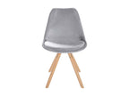 Dining chair - Velvet/Wood - Light Grey - Meubiana
