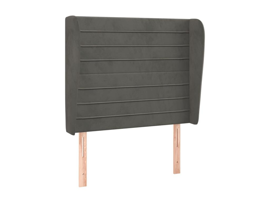 Headboard with wings, Dark Grey, 83x23x118-128 cm, Velvet