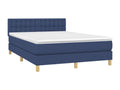 Upholstered bed base with mattress and blue LED lighting, 140x200 cm, fabric
