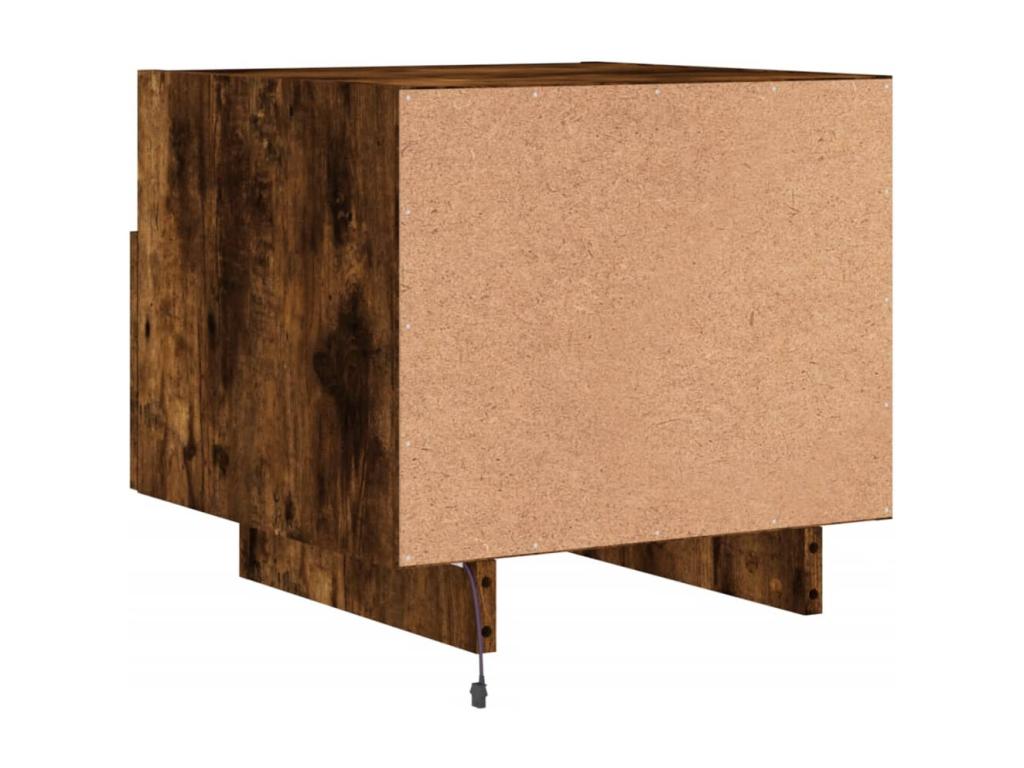 Bedside table with LED lighting, smoked oak, 40x39x37 cm