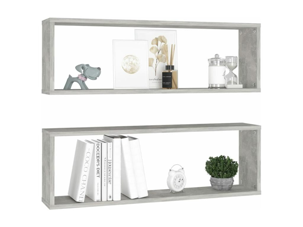 Meubiana wall shelves, 2 pcs, concrete grey, 80x15x26.5 cm.