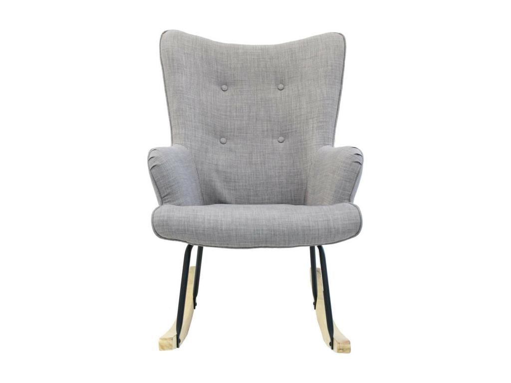 Meubiana - Grey Rocking Chair with Upholstered Backrest