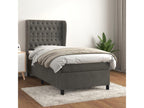 Upholstered bed base with mattress, dark grey, 100x200 cm