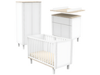 Homzora Complete Baby Bedroom Set: 60x120cm Cot, Changing Table and Wardrobe - White