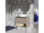 Bathroom vanity unit with countertop basin, Meubiana smoked sandblasted finish, 80 cm, Grey. Mirror not included.