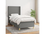 Upholstered bed base with mattress, dark grey, 90x200 cm, fabric