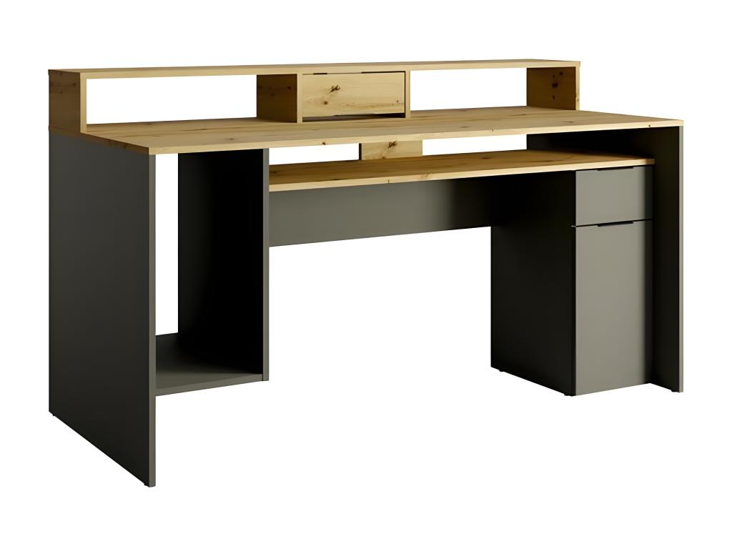 160cm Meubiana collection computer desk in oak and grey with storage