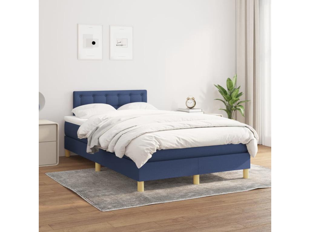 Meubiana bed base with blue mattress 120x190 cm fabric