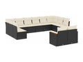 12-piece garden furniture set with cushions, black resin wicker