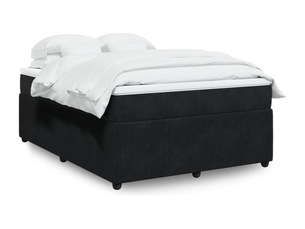 Homzora bed base and mattress, black, 160x200 cm, velvet