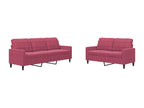 2-piece sofa set with cushions, burgundy velvet