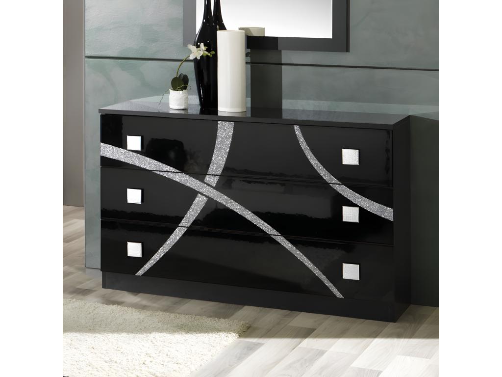 Complete bedroom set 160x200 Black/Silver - Meubiana - Bed L 165 x W 206 x H 106 cm