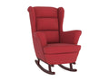 Rocking chair with rubberwood legs, burgundy red velvet