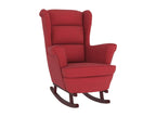Rocking chair with rubberwood legs, burgundy red velvet