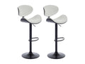 Set of 2 bar stools in bouclé fabric with ash veneer and metal - Adjustable height - White and Black - MONTENEGRO
