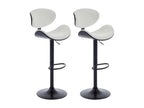 Set of 2 bar stools in bouclé fabric with ash veneer and metal - Adjustable height - White and Black - MONTENEGRO