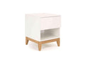 Bedside table with 1 drawer and 1 niche in solid white wood - CH0025