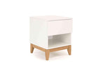 Bedside table with 1 drawer and 1 niche in solid white wood - CH0025
