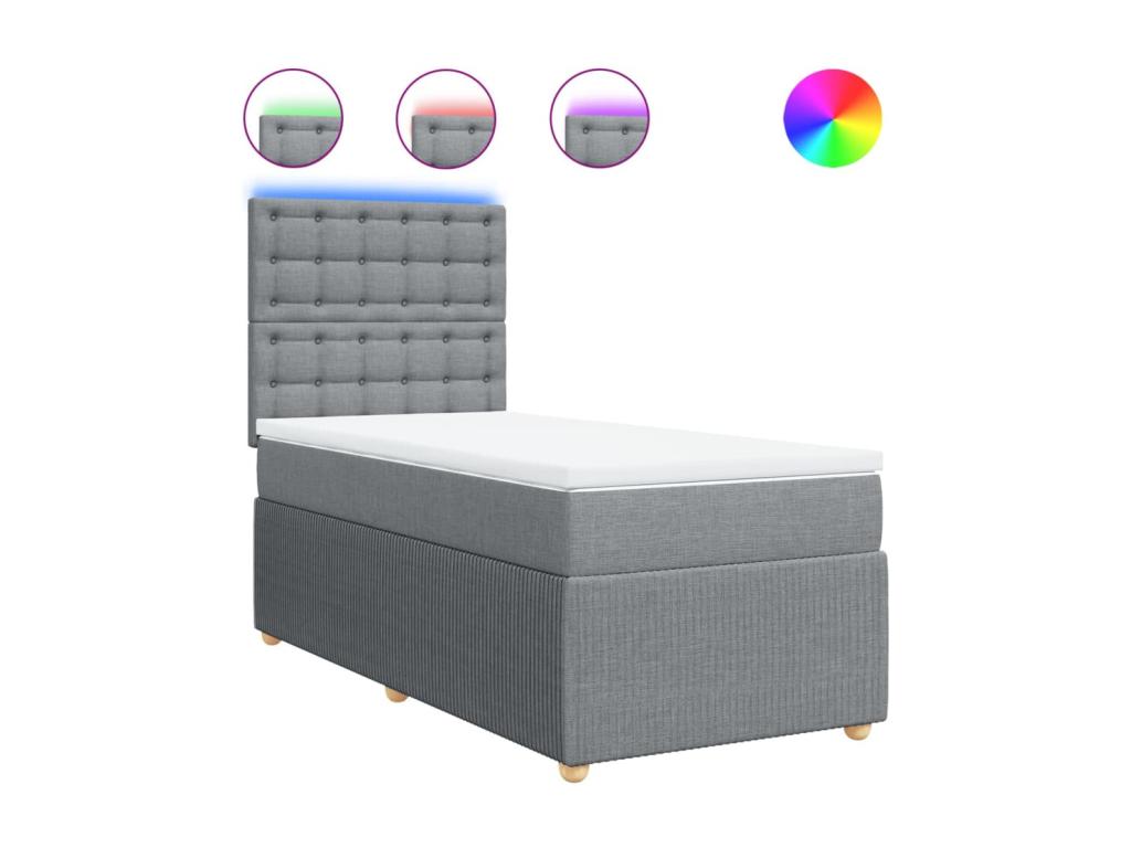 Meubiana bed base with light grey 80x200 cm fabric mattress