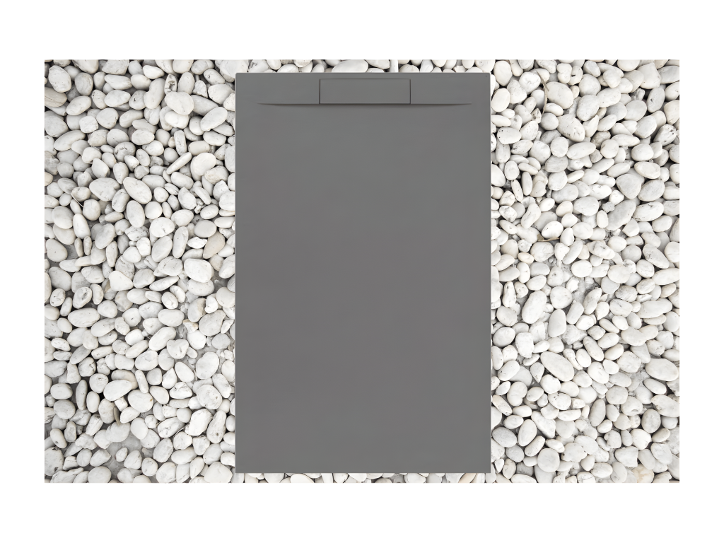 Shower tray 75x165 cm Grey RAL 7037 Meubiana PLUS line in resin and marble powder with marble resin side grate