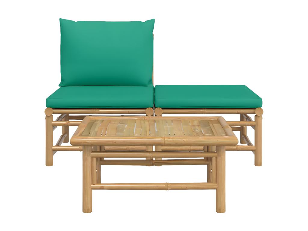 Meubiana 3-piece garden furniture set with green cushions