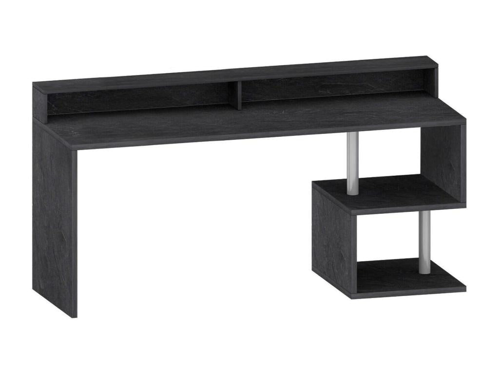 Meubiana Desk, Linear Desk with Storage Shelves, Versatile Desk with 180x60x93 cm Top, Slate