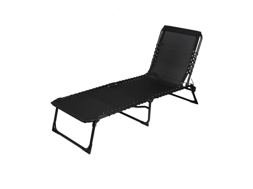 Black chaise longue/sun lounger, 187x85x56 cm