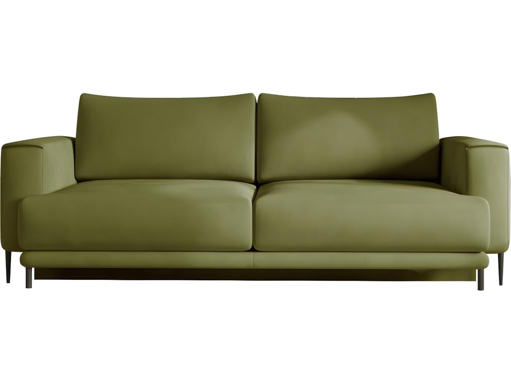 3/4 seater sofa bed with storage space - olive green - in quality Meubiana fabric
