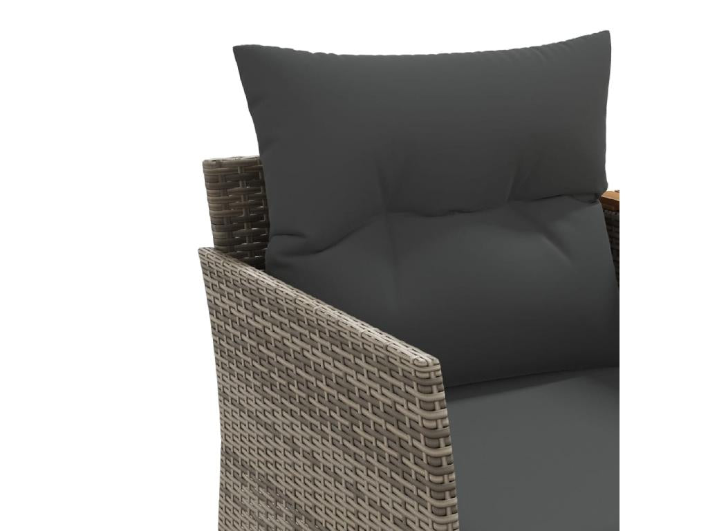 2-seater garden sofa with grey resin wicker stools