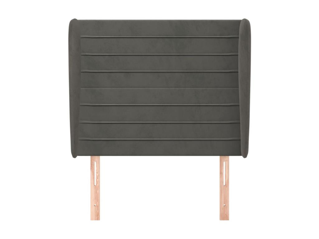 Headboard with wings, Dark Grey, 83x23x118-128 cm, Velvet