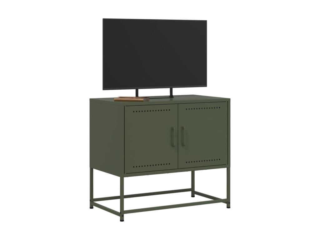 Olive green TV stand, 68.5x39x60.5 cm, steel
