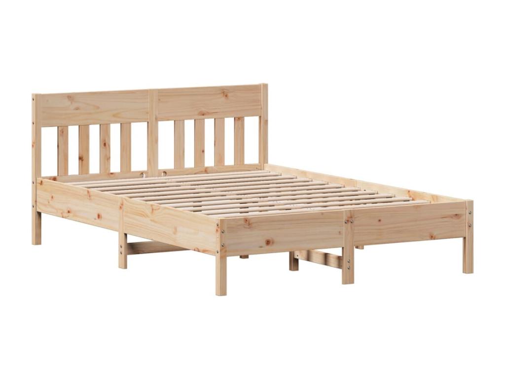 Bed frame with headboard, 140x200 cm, solid pine wood
