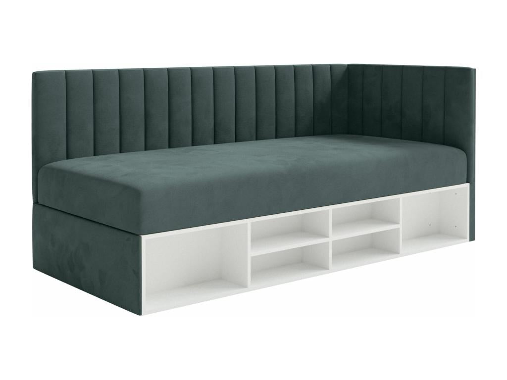 Teen bed with storage - blue grey - left side - Meubiana