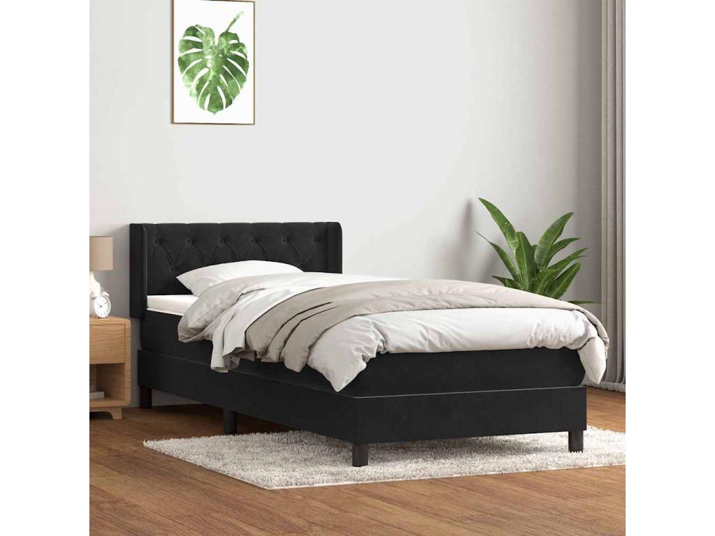 Homzora bed base with black 80x210 cm velvet mattress