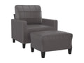 Armchair with footrest, Grey, 60 cm, Faux leather