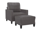 Armchair with footrest, Grey, 60 cm, Faux leather